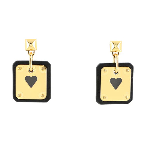 18K As De Celine Black Hermes Earrings