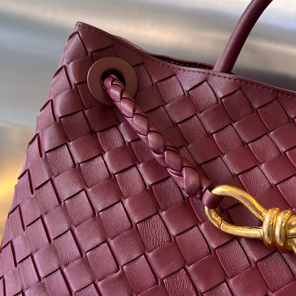 BOTTEGA VENETA MEDIUM ANDIAMO 32 IN BURGUNDY LAMBSKIN