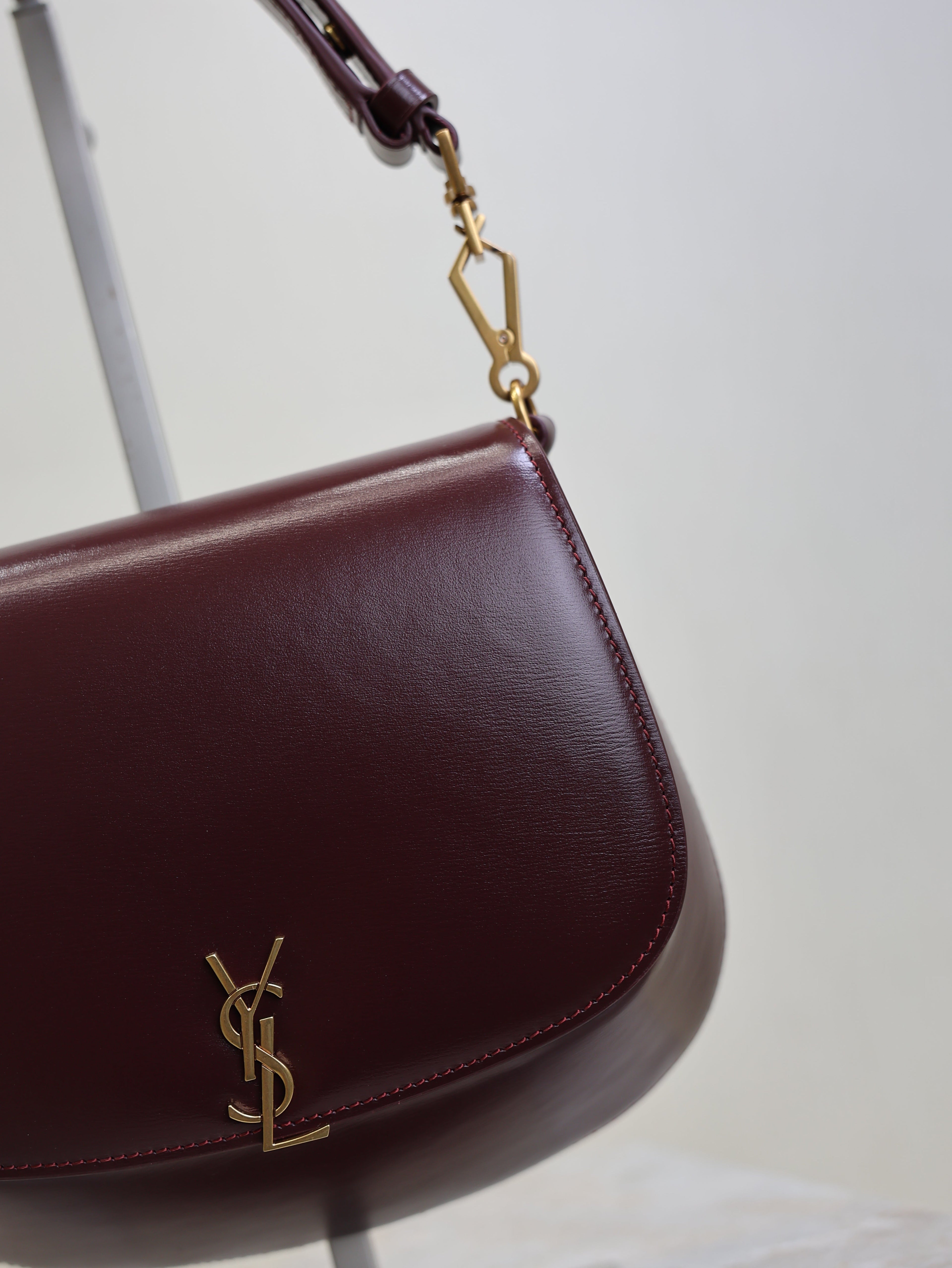 YSL 25S MINI VOLTAIRE 21 IN ROUGE CABERNET CALFSKIN SAINT LAURENT GOLD HARDWRE