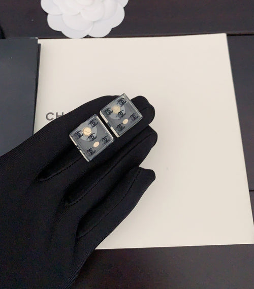 18K  Chanel Transparent Resin Earrings