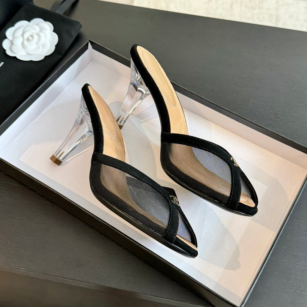 CHANEL Double C High Heel Black Lambskin