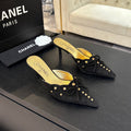 CHANEL HIGH HEEL MULE 65 MM IN BLACK SUEDE