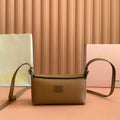 MIUMIU 26S POUCH BAG 18 IN DARK BROWN CALFSKIN GOLD HARDWARE