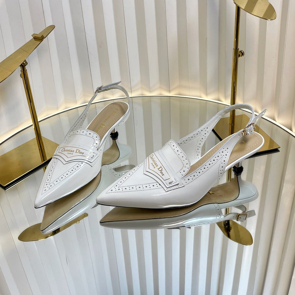 DIOR BOY SLINGBACK PUMP 35MM 25S IN WHITE CALFSKIN