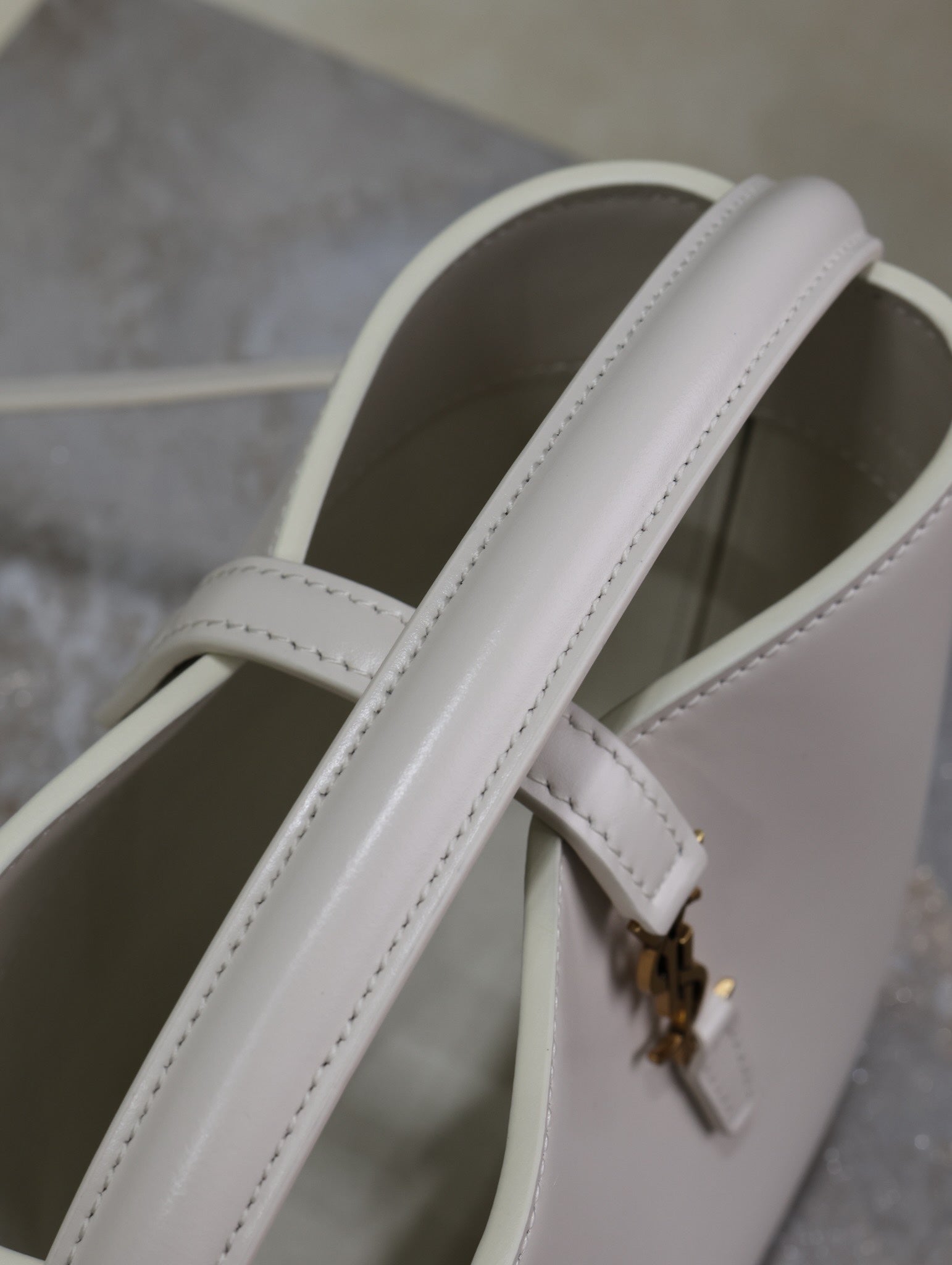 YSL 25S LE 37 MINI 15 IN DUSTY GRAY CALFSKIN GOLD HARDWRE